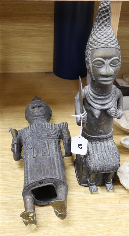 Two Benin style bronze figures